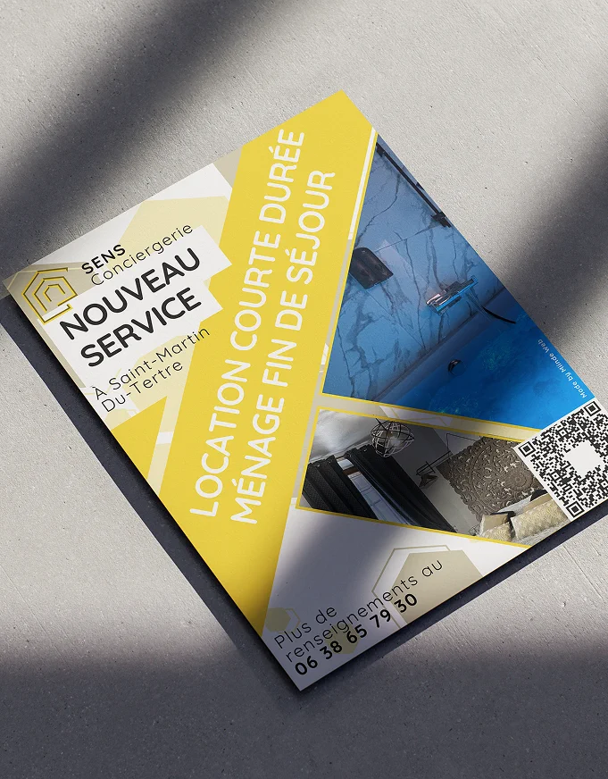 Flyer Sens Conciergerie annonçant un nouveau service