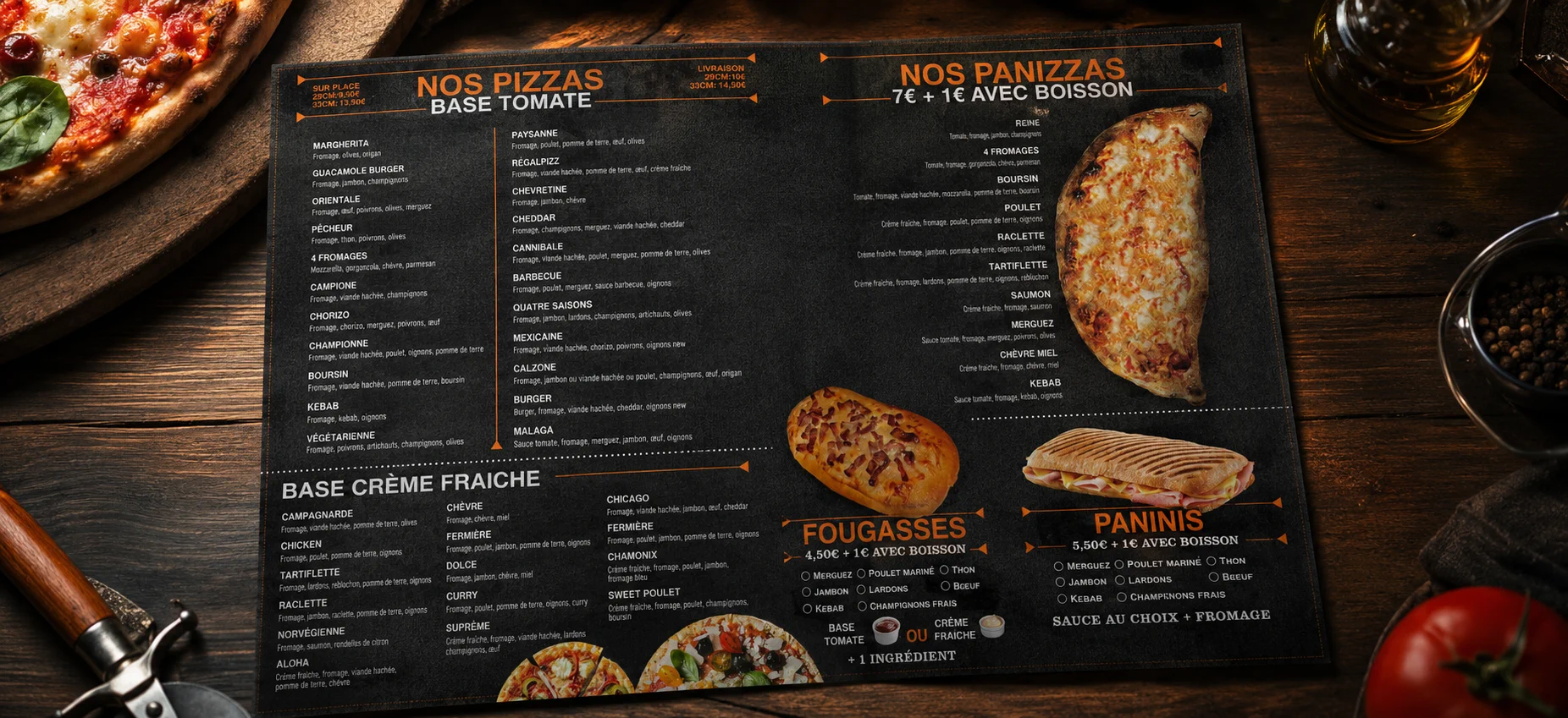 Menu Régal Pizza : liste des pizzas